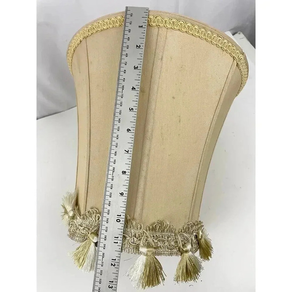 VTG Champagne Fringe Trim Victorian Lamp Shade ONLY 11" Tall - Picture 13 of 14